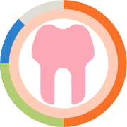 Logo circular: un diente en el centro de varios colores